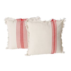 Coussin déco pour canapé en coton écru rayé – 45×45