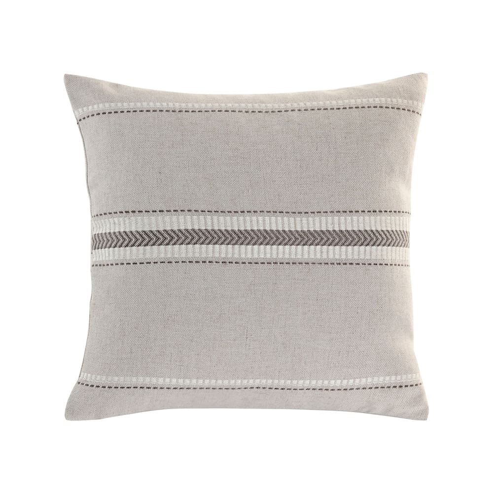 Coussin décoratif pour canapé en polyester beige et motifs marron. Déhoussable et lavable, 45x45cm