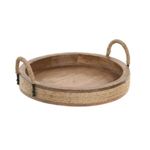 Plateau décoratif rond en bois et corde – 29cm