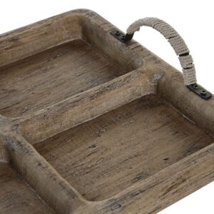 Plateau décoratif rectangle en bois et corde – 35cm