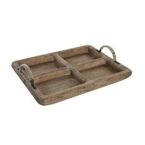 Plateau décoratif rectangle en bois et corde – 35cm