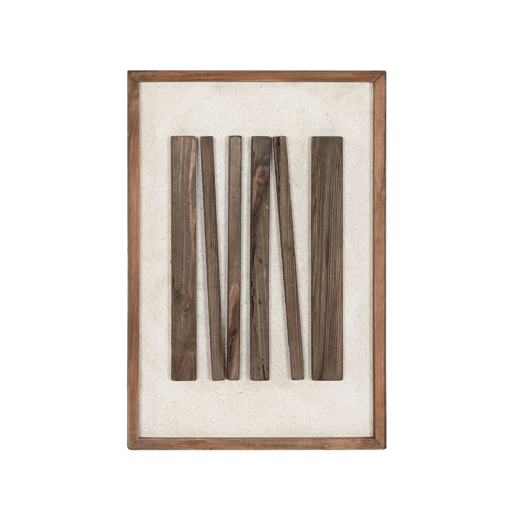 tableau mural en bois de pin recyclé, encadrement bois, 64cm