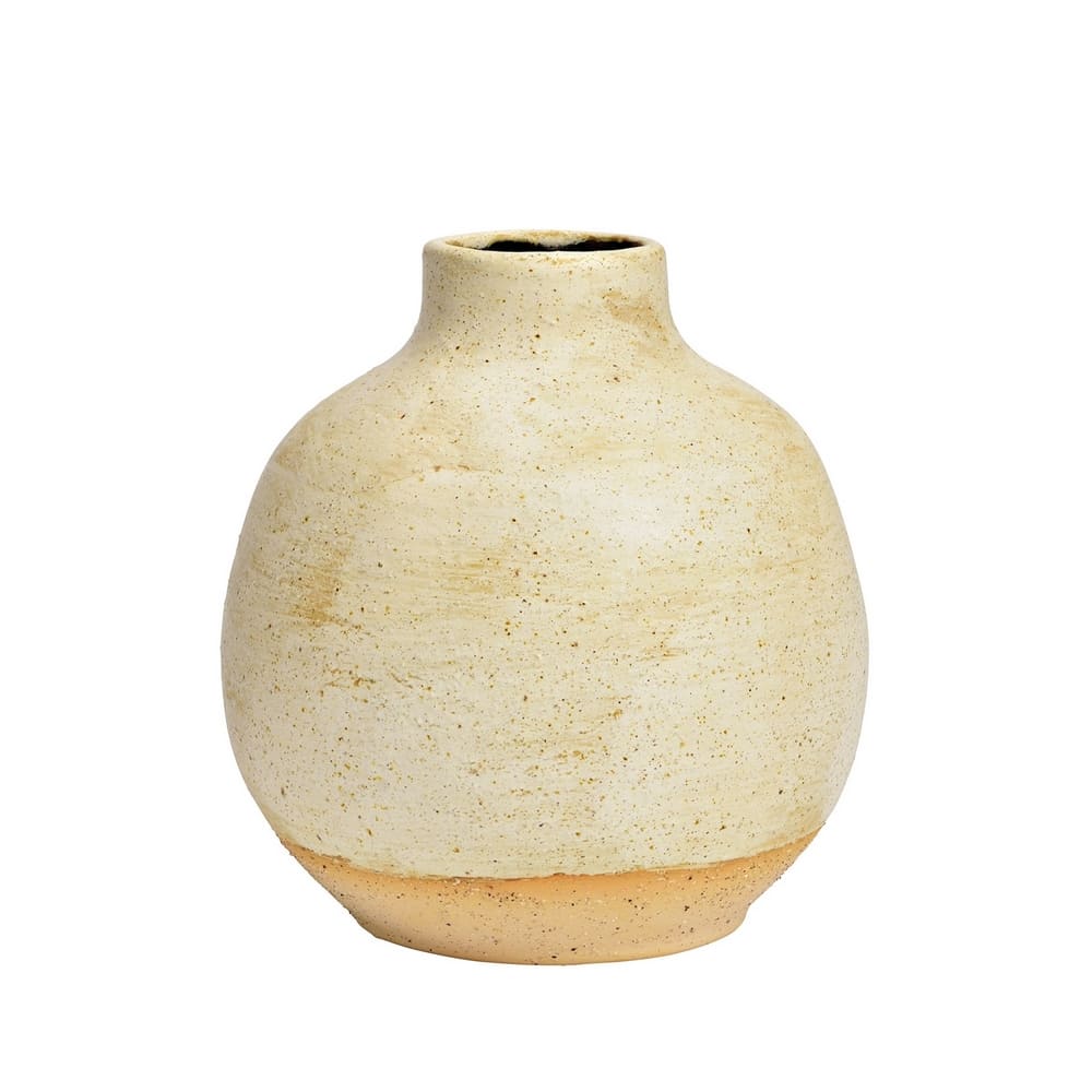 Vase en céramique beige tacheté pour fleurs et branches, 18cm