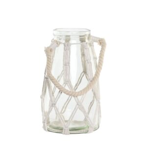 Vase décoratif pour fleurs en verre et coton – 26cm