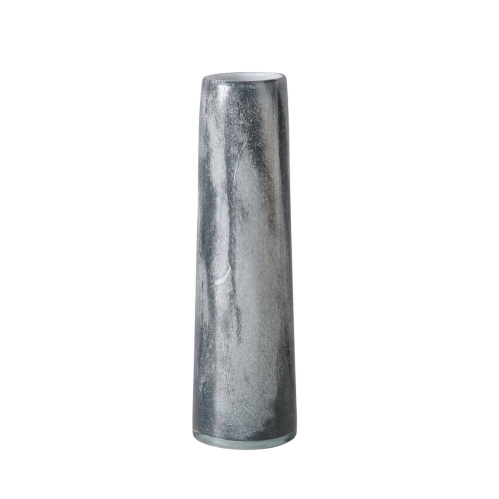 Vase cylindrique en verre décoratif pour fleurs, gris marbré et opaque, 24cm