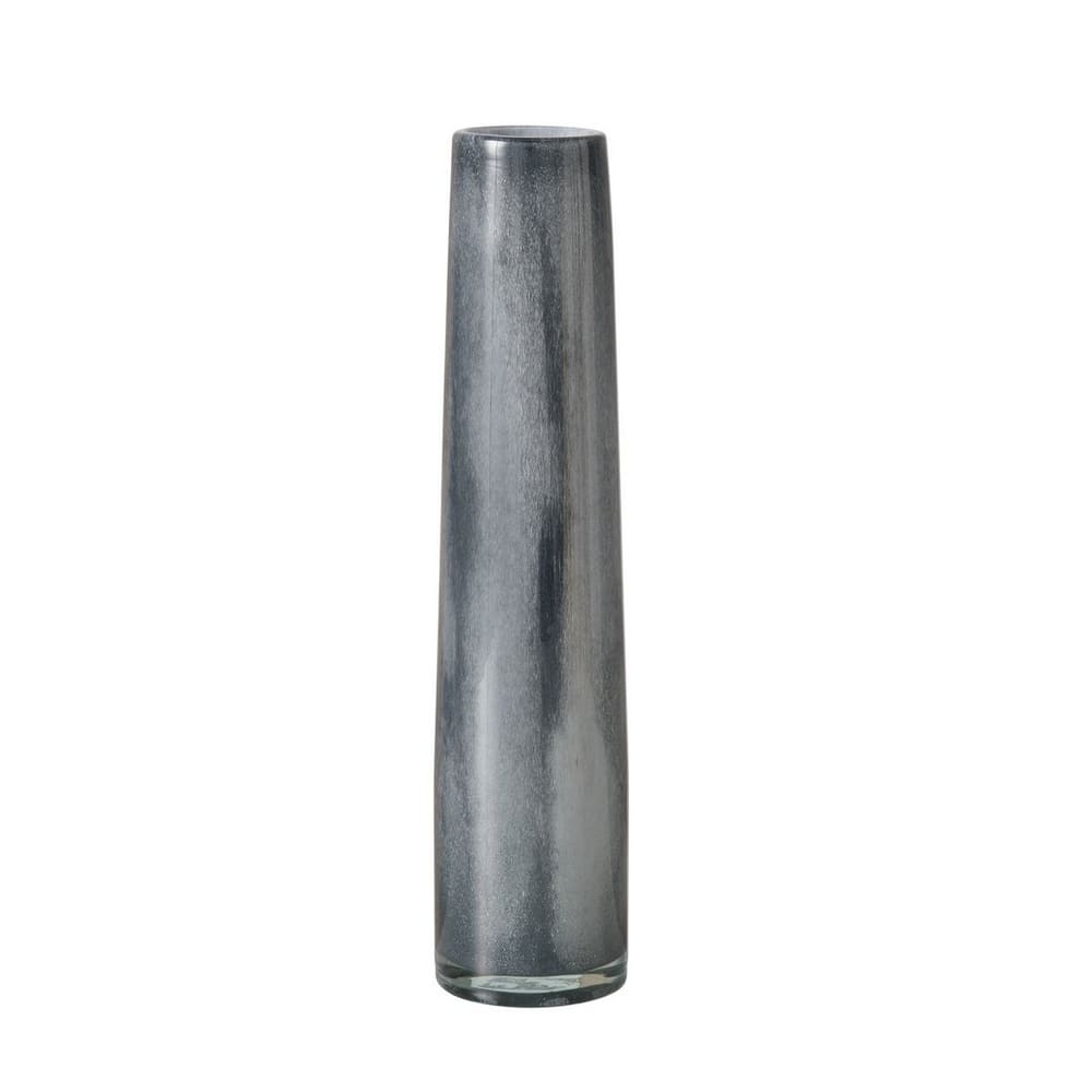 Vase cylindrique en verre décoratif pour fleurs, gris marbré et opaque, 30cm