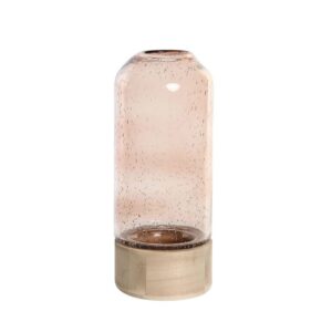 Vase décoratif pour fleurs en verre et bois – 25cm