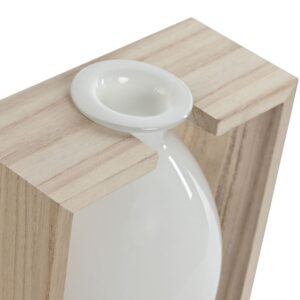 Vase en verre blanc sur support en bois – 25cm