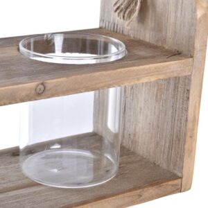 Vase en verre sur support en bois, à suspendre – 22cm