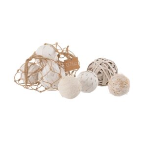 Lot de 8 boules en bois et rotin à poser – Pure nature