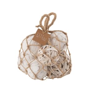 Lot de 8 boules en bois et rotin à poser – Pure nature