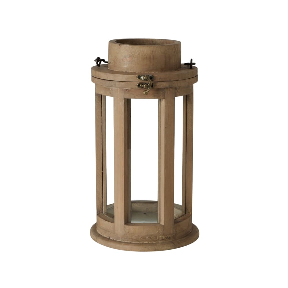 lanterne à bougie pour l'extérieur, à suspendre ou poser. En bois, verre et métal