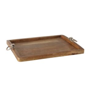 Plateau décoratif rectangle en bois naturel – 55cm