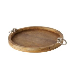Plateau décoratif rond en bois et aluminium – 45cm